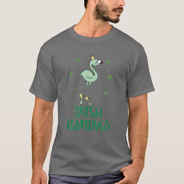 Cute Irish Flamingo Shamrock St patrick's day for T Shirt (Framsida)