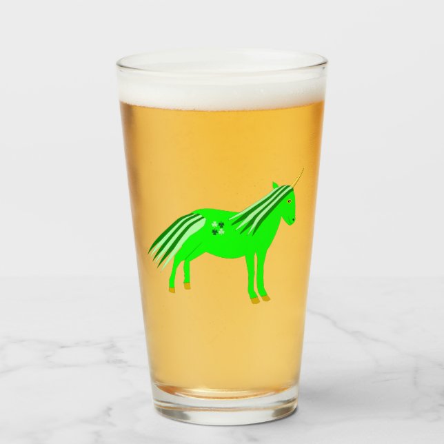 Cute Irish Grönt och Guld Unicorn Glaskopp (Framsida fylld)