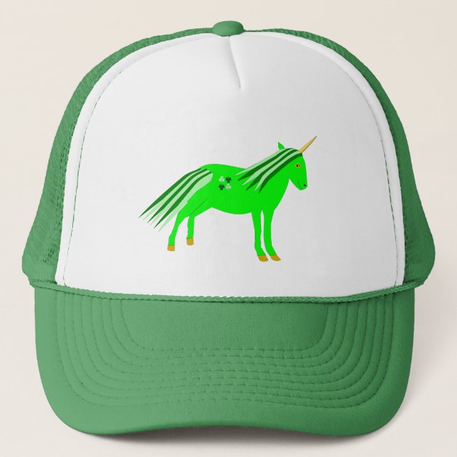 Cute Irish Grönt och Guld Unicorn Keps (Framsida)