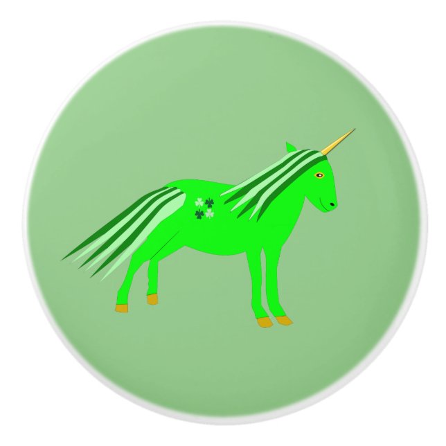 Cute Irish Grönt och Guld Unicorn Knopp (Framsidan)