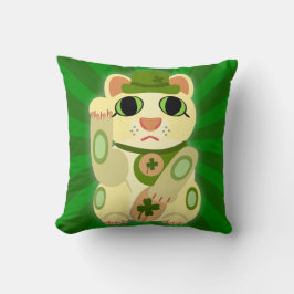 Cute Irish Lucky Cat Mashup Kudde