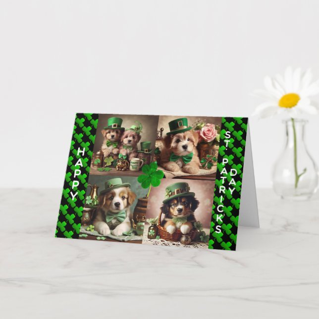 Cute Irish Puppies Lycklig St patrick's day Kort (Liten växt)