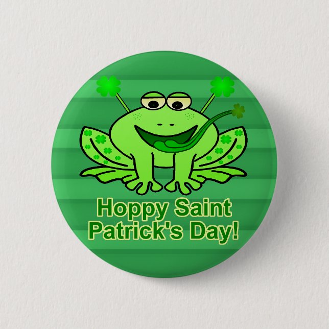 Cute Irish Saint patrick's day Frog Knapp (Framsida)