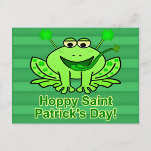 Cute Irish Saint patrick's day Frog Vykort