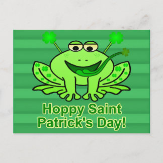 Cute Irish Saint patrick's day Frog Vykort