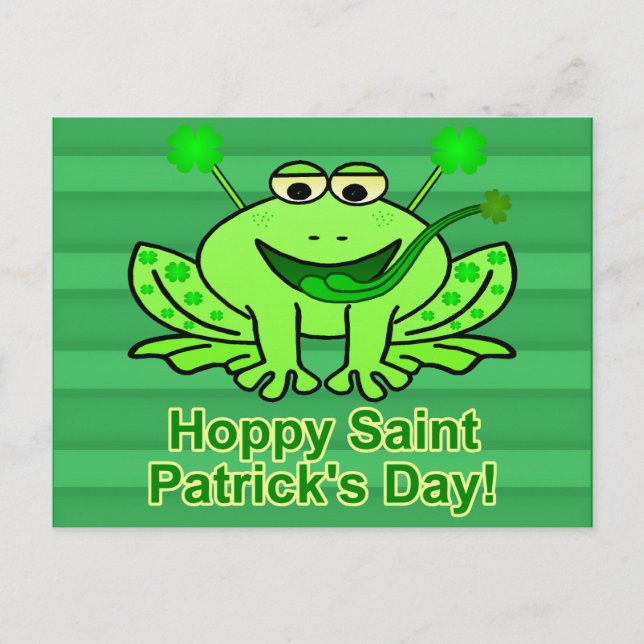 Cute Irish Saint patrick's day Frog Vykort (Framsida)