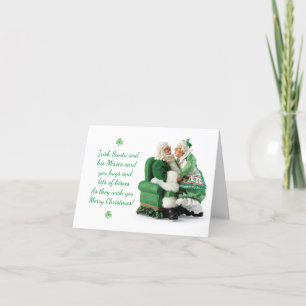 Cute Irish Santa & Misses Claus julkort Helgkort