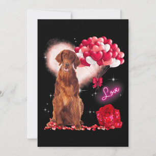 Cute Irish Setter Balloon Heart Valentines day Val Inbjudningar
