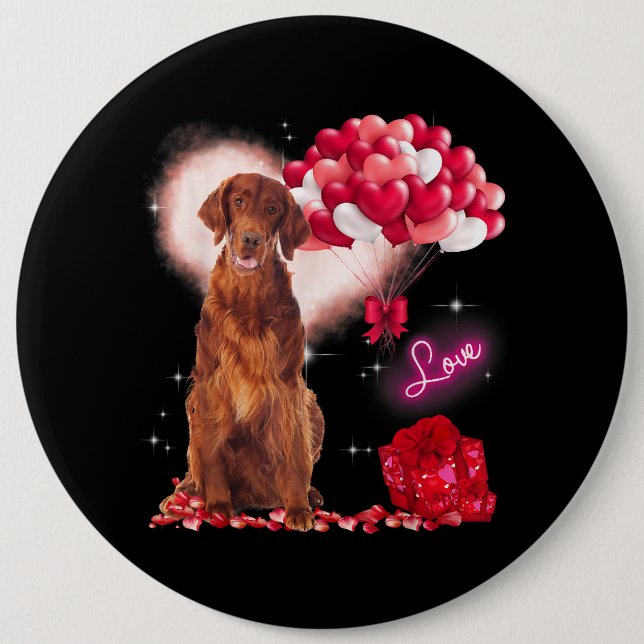 Cute Irish Setter Balloon Heart Valentines day Val Knapp (Framsida)