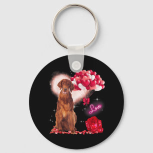 Cute Irish Setter Balloon Heart Valentines day Val Nyckelring
