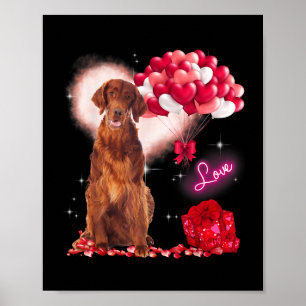 Cute Irish Setter Balloon Heart Valentines day Val Poster