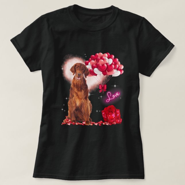Cute Irish Setter Balloon Heart Valentines day Val T Shirt (Design framsida)
