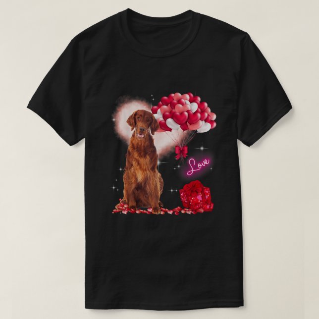 Cute Irish Setter Balloon Heart Valentines day Val T Shirt (Design framsida)
