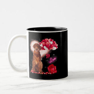 Cute Irish Setter Balloon Heart Valentines day Val Två-Tonad Mugg