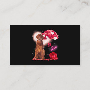 Cute Irish Setter Balloon Heart Valentines day Val Visitkort