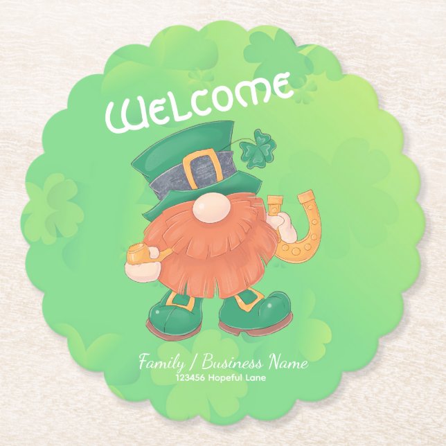 Cute Irish St. Patrick's Day Gnome Underlägg Papper (Framsida)