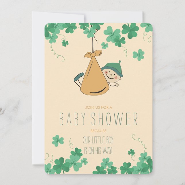 Cute Irish Thmet Shamrock Baby Shower Inbjudningar (Framsida)
