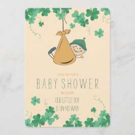 Cute Irish Thmet Shamrock Baby Shower Inbjudningar