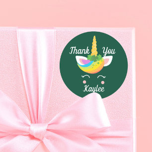 Cute Irish Unicorn Birthday Girl Tack Anpassningsb Runt Klistermärke