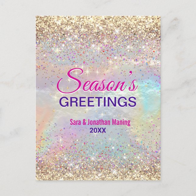 Cute Irmardescent guld glitter jul nytt år Vykort (Framsida)