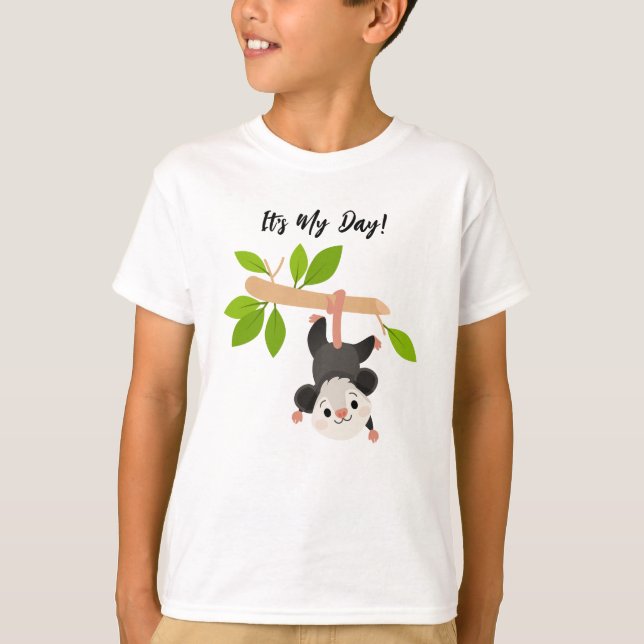 Cute It’s My Day Woodland Opossum Birthday T Shirt (Framsida)