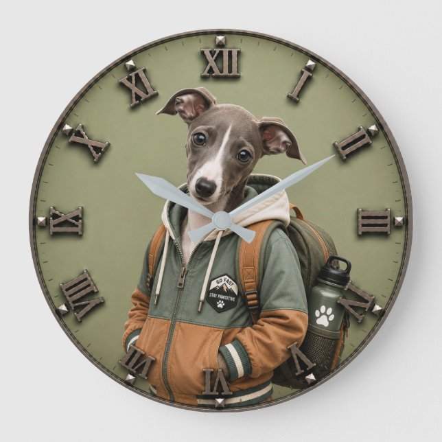 Cute Italian Greyhound Puppy Stor Klocka (Framsida)