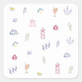   Cute Italian Minimalist Birthday Fyrkantigt Klistermärke