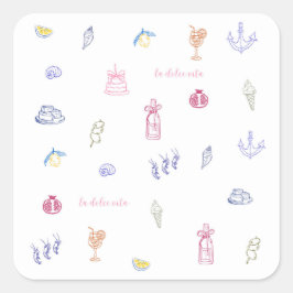  Cute Italian Minimalist Birthday Fyrkantigt Klistermärke