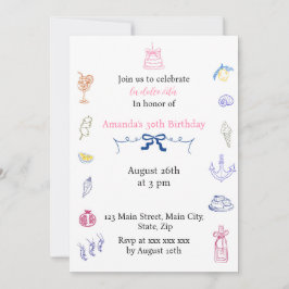 Cute Italian Minimalist  Birthday Inbjudningar