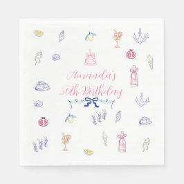 Cute Italian Minimalist Birthday Pappersservett