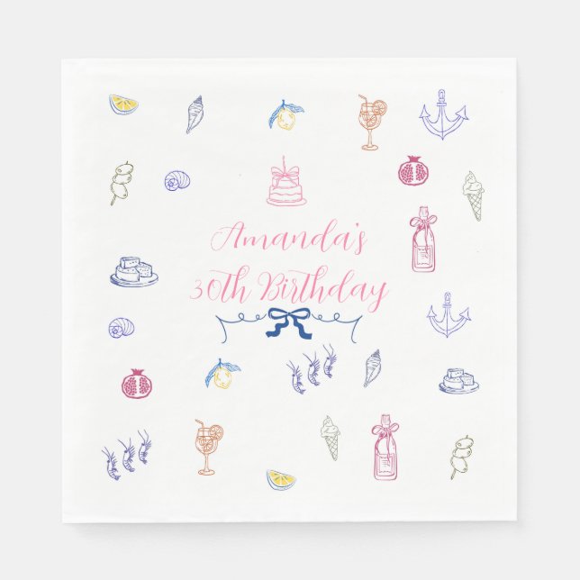Cute Italian Minimalist Birthday Pappersservett (Framsidan)