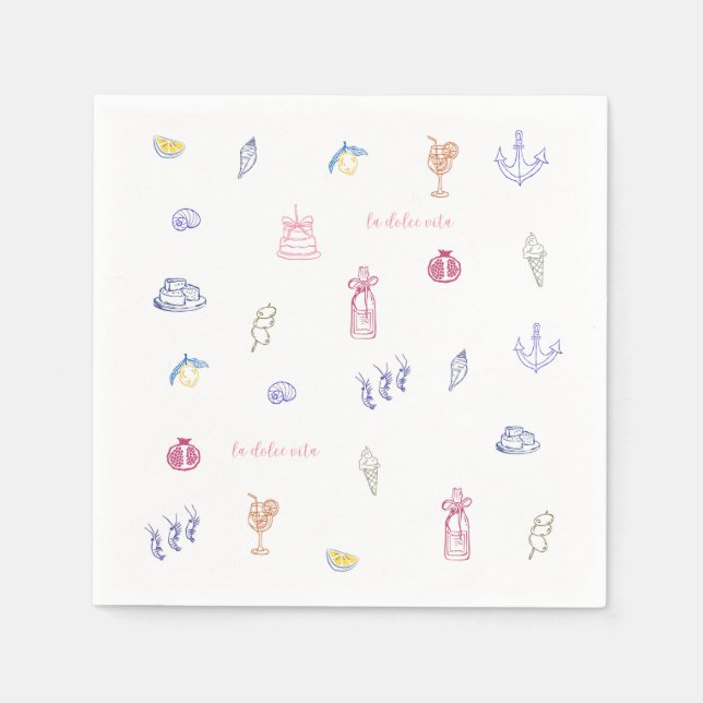  Cute Italian Minimalist Birthday Pappersservett (Framsidan)