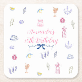 Cute Italian Minimalist Birthday Underlägg Papper Kvadrat