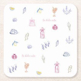  Cute Italian Minimalist Birthday Underlägg Papper Kvadrat