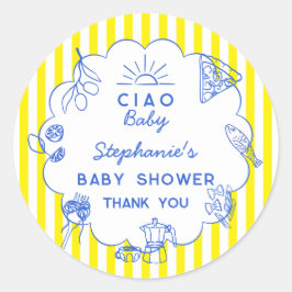 Cute Italienske ThBästa BabyShower Ciao Baby Stick Runt Klistermärke
