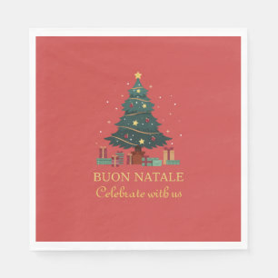 Cute Italy Buon Natale Anpassningsbar Träd Pappersservett