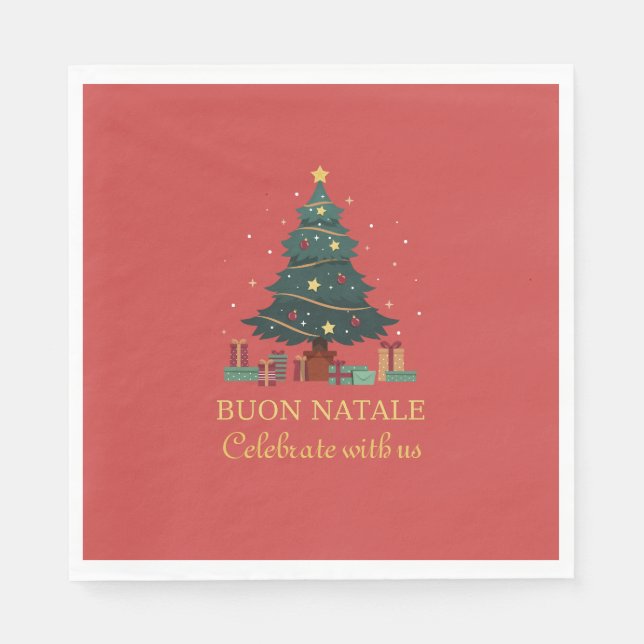 Cute Italy Buon Natale Anpassningsbar Träd Pappersservett (Framsidan)