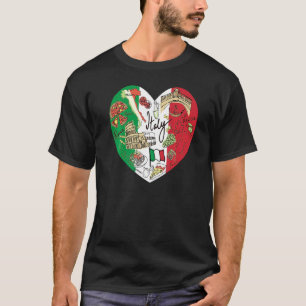 Cute Italy Flagga Heart Italien Graphic Italienska T Shirt
