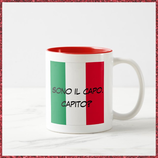 Cute Italy Flagga I är Chef på italienska Två-Tonad Mugg (Bookmark my store! https://www.zazzle.com/store/capricepetit)