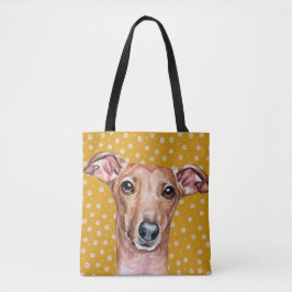 Cute Italy Greyhound Gult White Flower Mönster Tygkasse