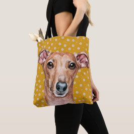 Cute Italy Greyhound Gult White Flower Mönster Tygkasse
