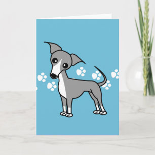 Cute Italy Greyhound Tecknad Blue Helgkort