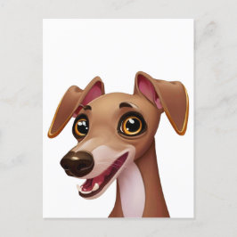 Cute Italy Greyhound - Tecknad Iggy Vykort