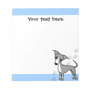 Cute Italy Greyhound Tecknad - Pawprint Blue Anteckningsblock