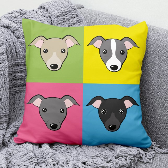 Cute Italy Greyhounds Tecknad Colorful Pop Art Kudde (Skapare uppladdad)