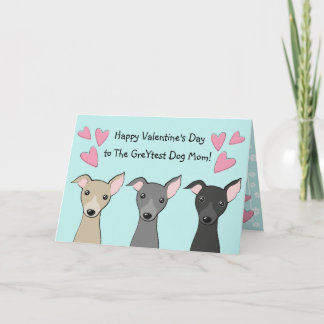Cute Italy Greyhounds Tecknad hund Mamma Valentine Helgkort