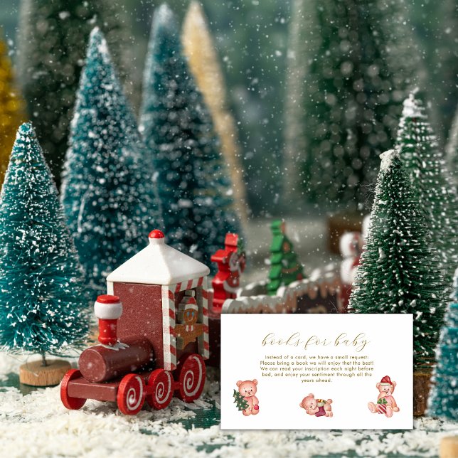 Cute It's Cold Outside Bear Books For Baby Shower  Tilläggskort (Cute It's Cold Outside Bear Books For Baby Shower Enclosure Card)