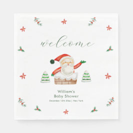 Cute It's Cold Outside Santa Baby Shower Welcome  Pappersservett