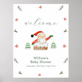 Cute It's Cold Outside Santa Baby Shower Welcome  Poster