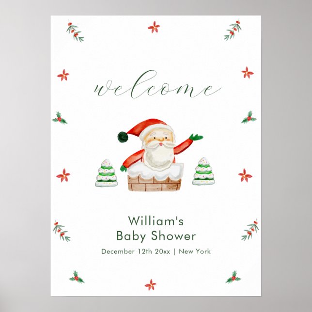 Cute It's Cold Outside Santa Baby Shower Welcome  Poster (Framsidan)